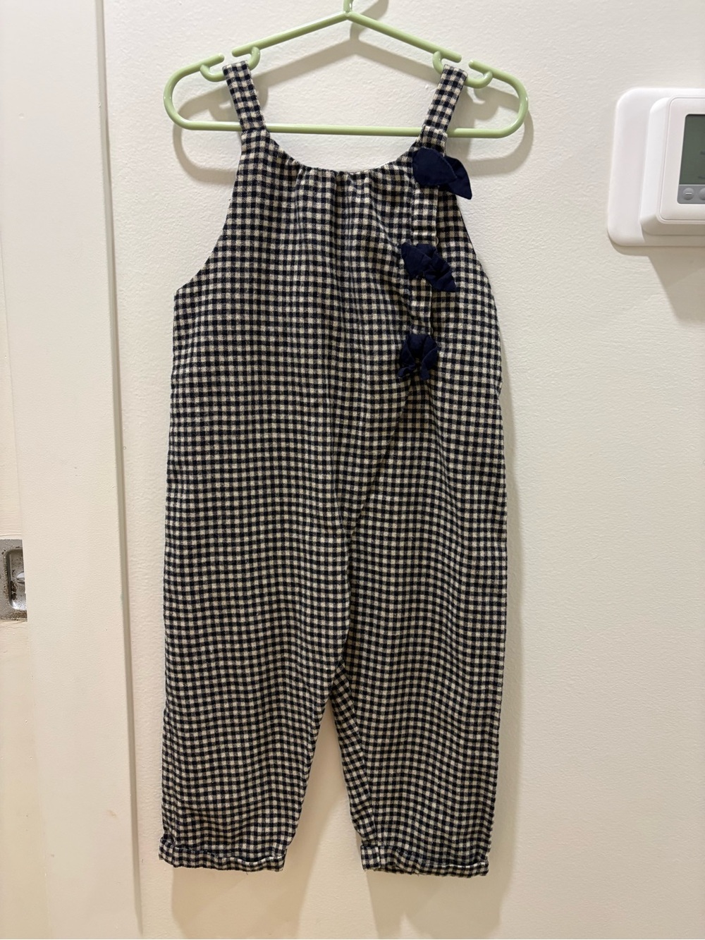 ZARA BABY | Black & White Gingham Jumpsuit with Bow Details